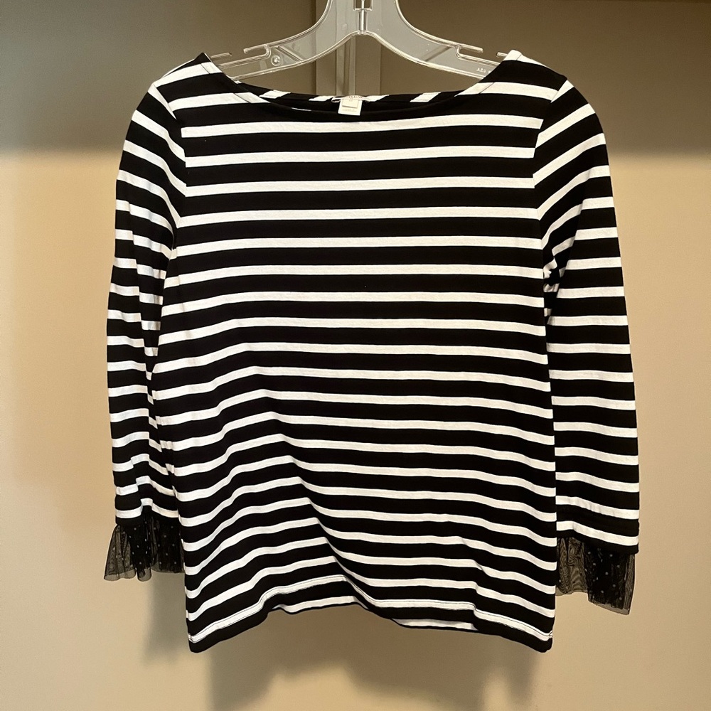 J. Crew Black and White Boxy Blouse